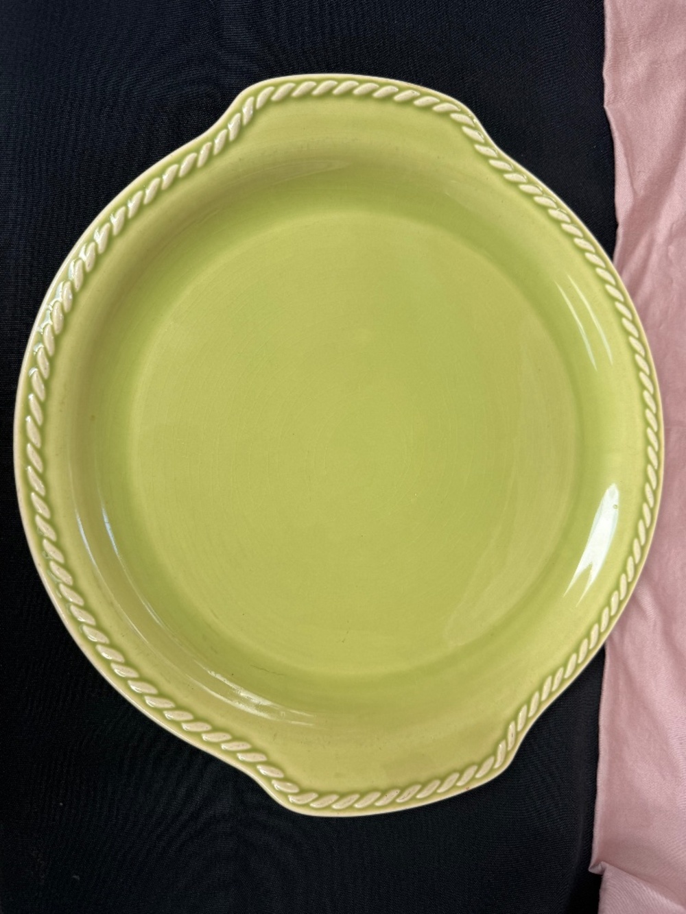 Vintage Universal Potteries Rodeo Chartreuse Green Chop Plate 11" | 1950s MCM US